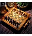 Handcrafted chess board made of olive wood
