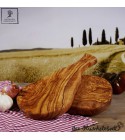 Planche à découper, en bois d’olivier, forme naturelle, avec manche