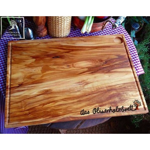 Chopping board olive wood rectangular large with juice groove