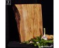 Olive wood kitchen center piece, large, rectangular one side natural