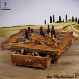 Schachspiel mit Schublade incl. Figuren Rustikal