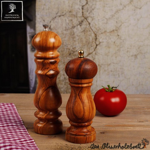 Salt od pepper mill out of olive wood